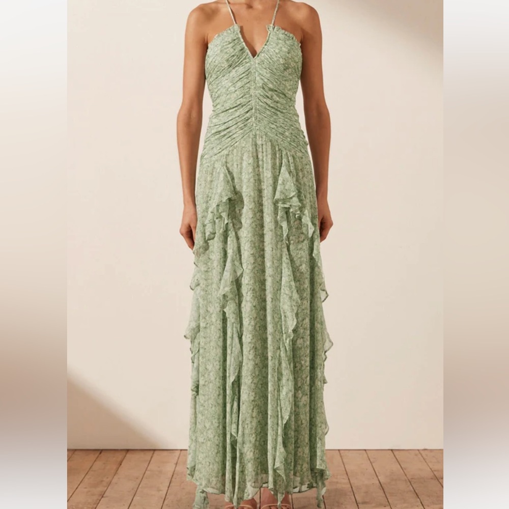 Shona Joy AURORE RUCHED FRILL MAXI DRESS